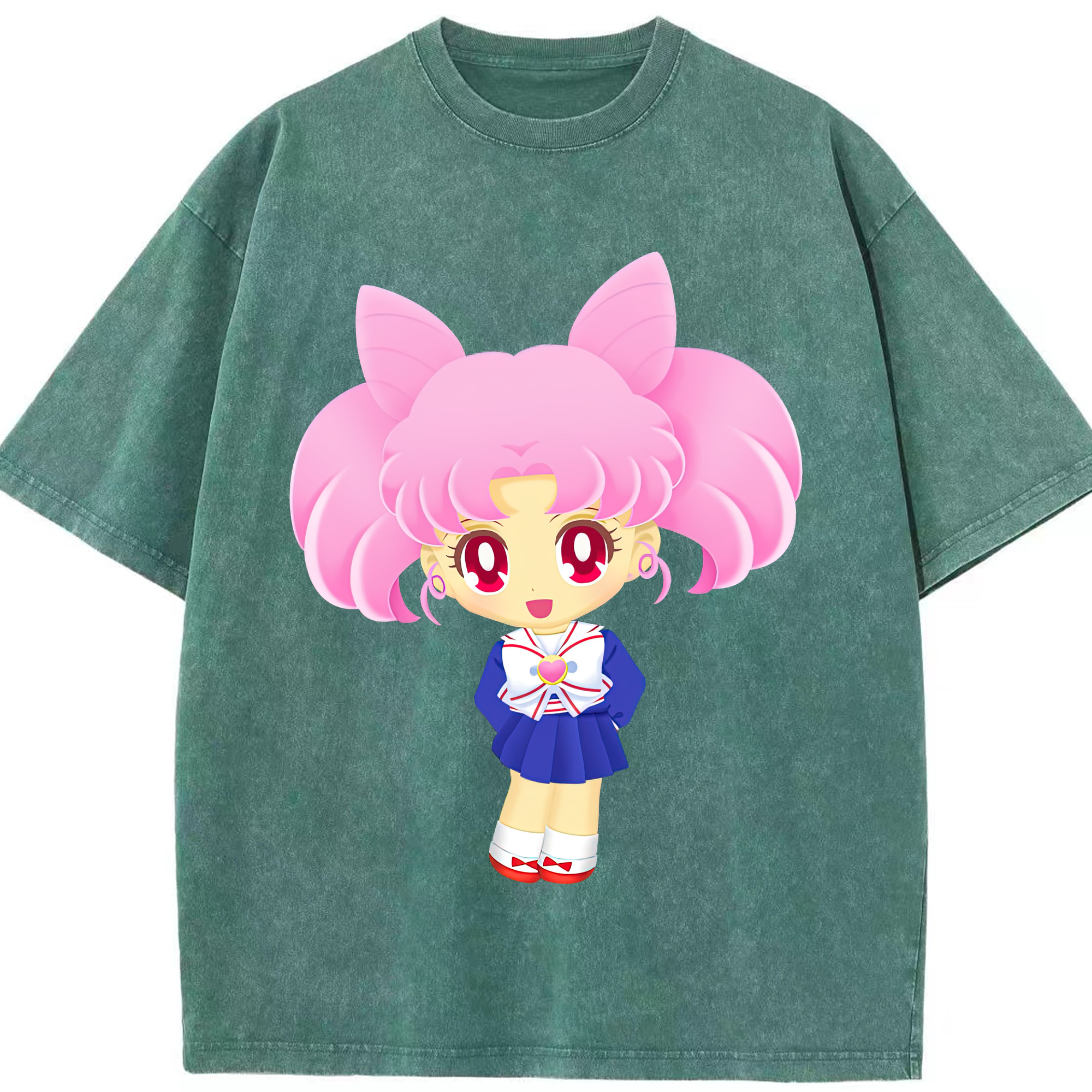 （画像用） 美少女戦士セーラームーン ちびうさ Sailor Moon Chibiusa Tsukino Usagi Small Lady Serenity 綿100% ヴィンテージ風 半袖Tシャツ（フロントプリント）